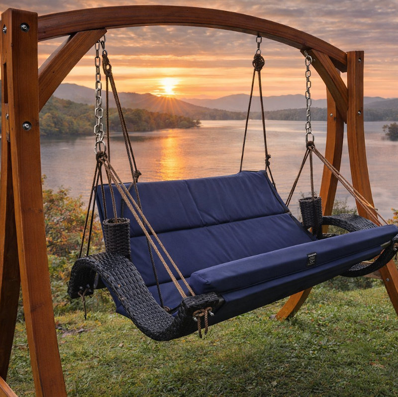 Love Seat Stand with Wicker Loveseat